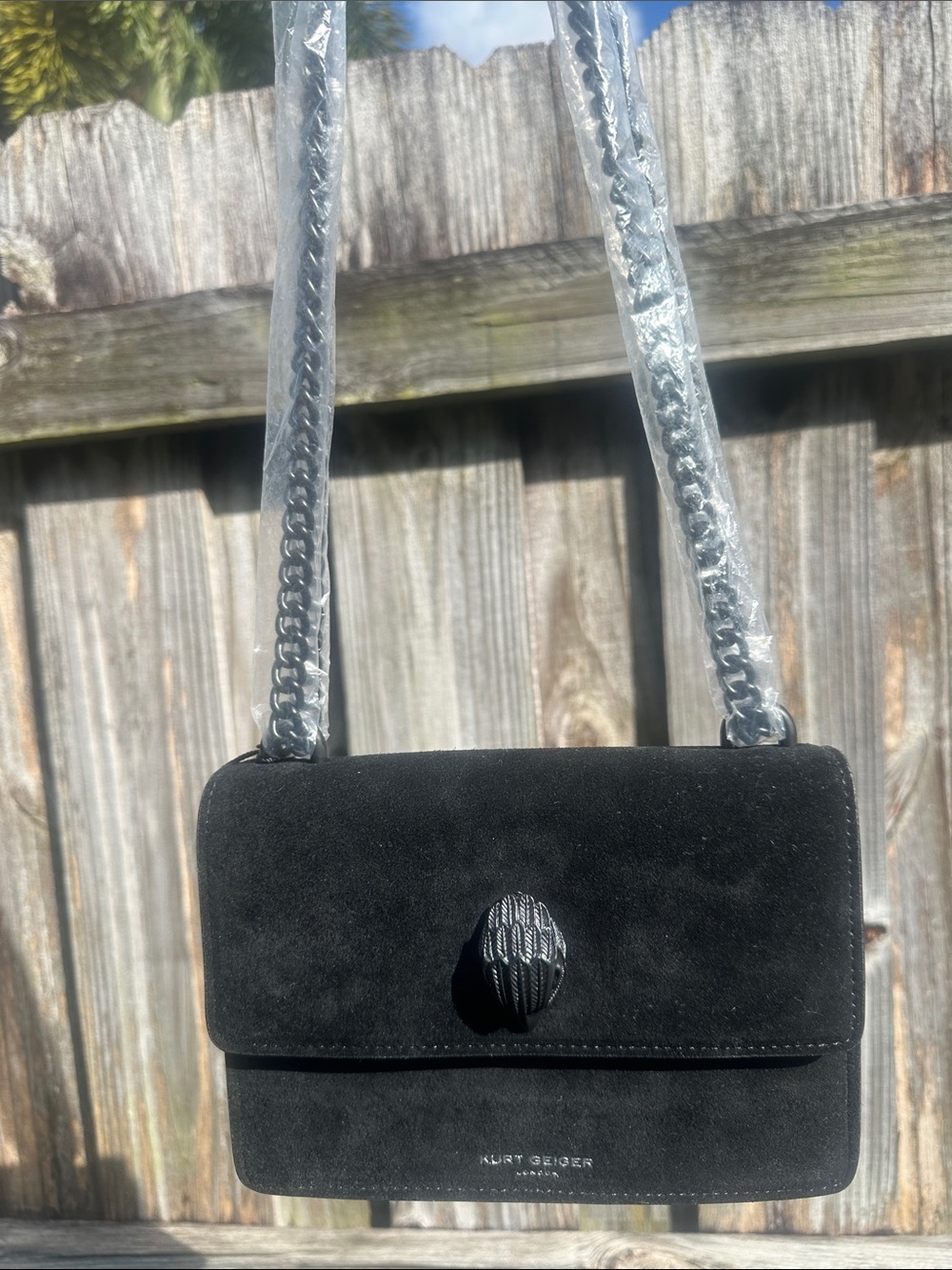 Kurt Geiger NWT Shoreditch Black Suede Crossbody Bag and Mirror - Picture 4 of 15